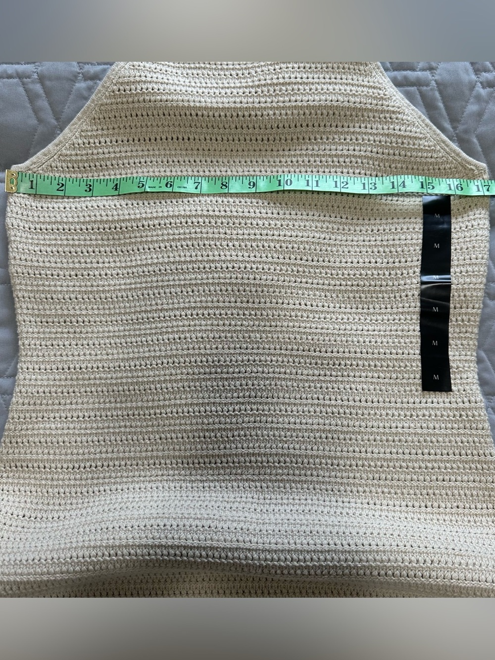 Sz M⭐️NWT Banana Republic Glen S 2023 Oyster Pearl Crochet Halter Cotton Dress - Picture 3 of 11